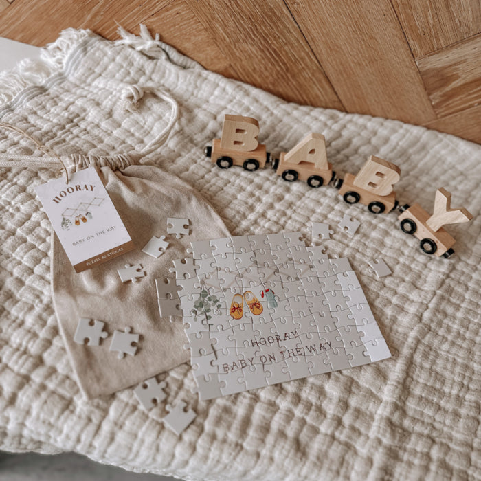 puzzel baby on the way zwangerschapsaankondiging 80 stukjes little concept