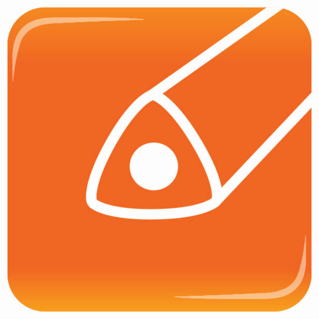 Oranje pictogram met de driekantige vorm van een Star kleurpotlood.