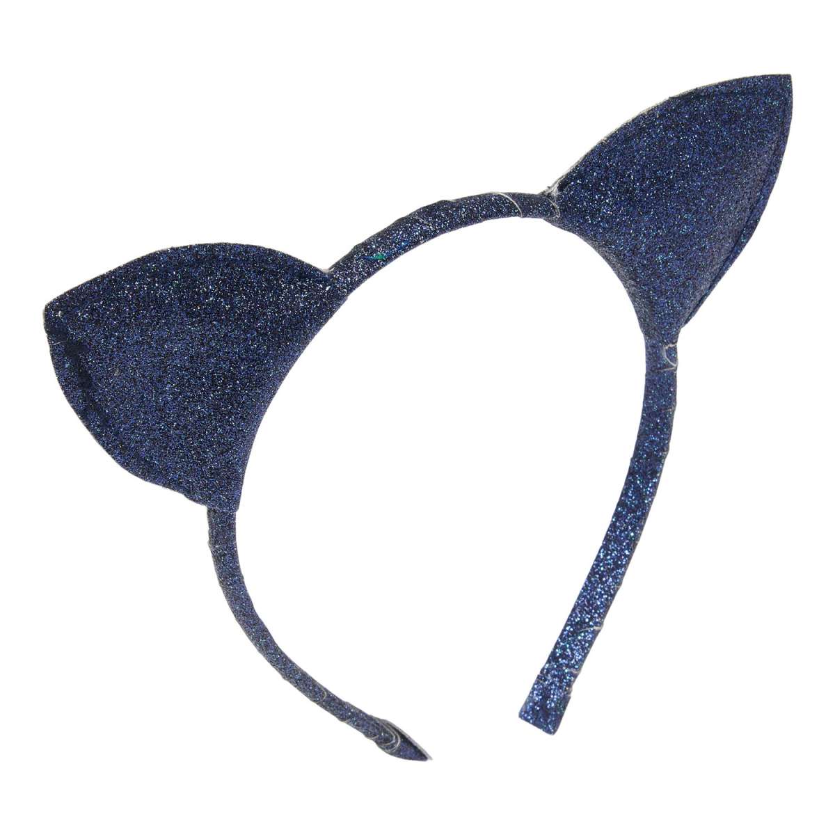 Donkerblauwe Undon haarband met glitters en kattenoren.