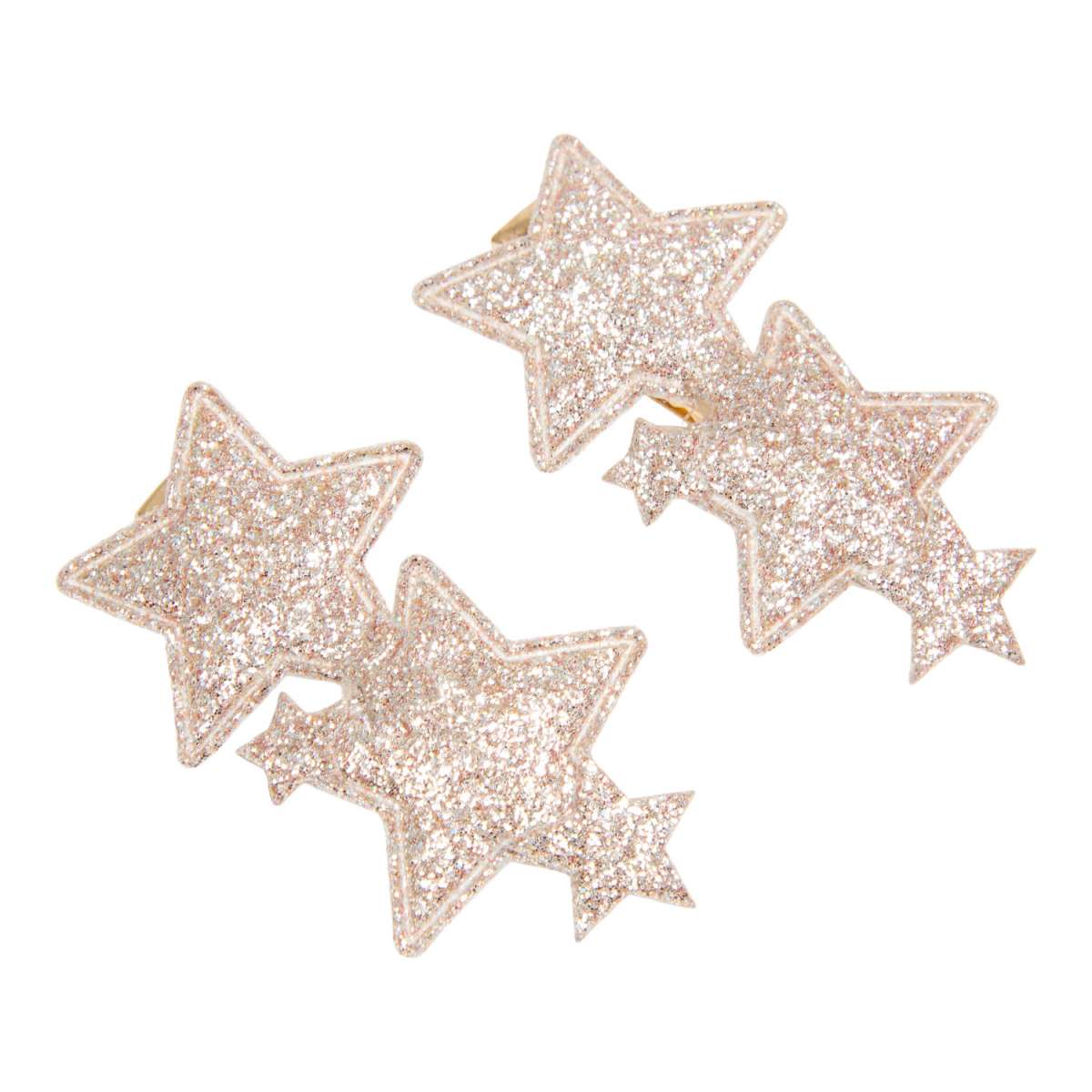 Twee goudkleurige Urfa haarclips met grote en kleine glittersterren