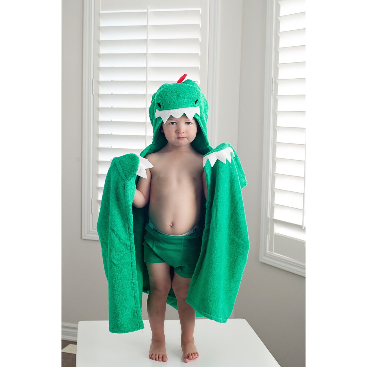 Zoocchini Kids Badcape - Devin The Dinosaur - Helloboy groen dino