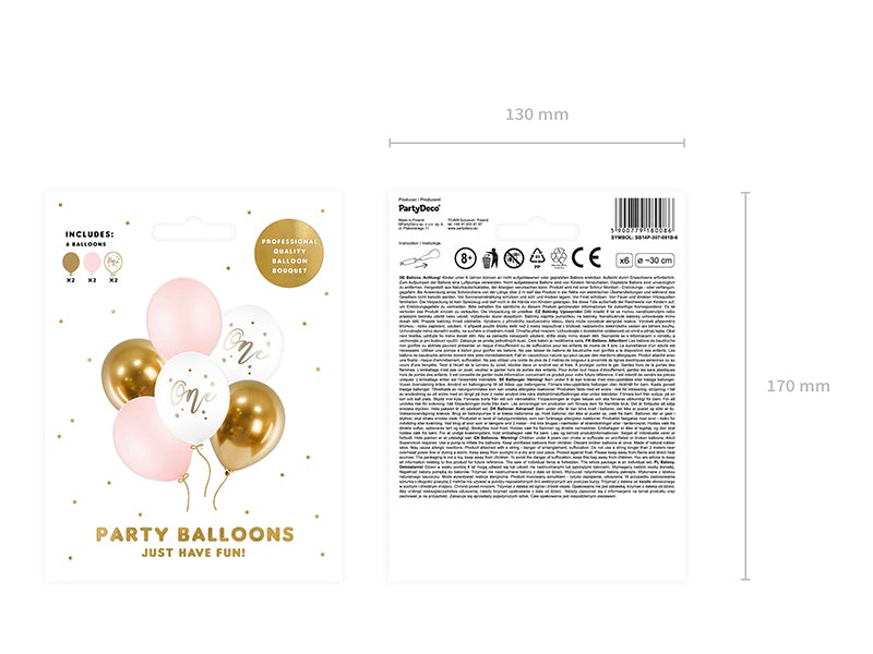 Ballonnen Set • 1ste verjaardag • Pink (6 stuks)