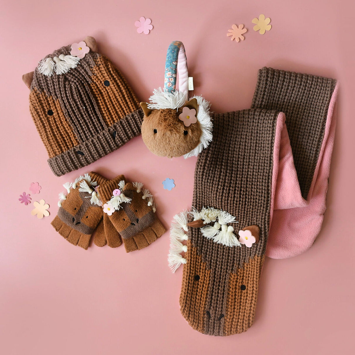 kinder oorwarmers oorwarmer pony paard bruin