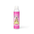 Camille glitter bodylotion spray in roze spuitbus met witte dop en een portret van Camille op het etiket.