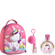 Eau My Unicorn geschenkset met roze 3D zipcase met eenhoorn, eau de toilette en lipgloss met roze pompon.