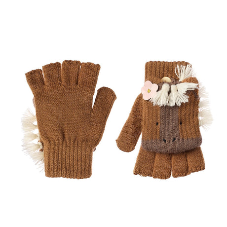 kinderhandschoenen bruin pony paard