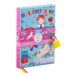 Mijn Geheim Dagboek Rainbow Fairy met lichtblauwe kaft, fee, eenhoorn en geel hangslot met sleutel.