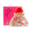 Oilily Classic eau de parfum 30 ml in een flacon met kleurrijke bloemen en rode dop, naast een roze verpakking