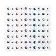 Vel met ronde zelfklevende strass steentjes van La Dot in zilverkleur, roze, paars en blauw.