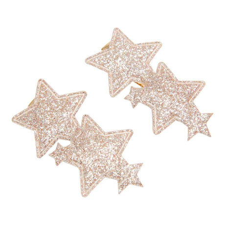 Twee goudkleurige Urfa haarclips met grote en kleine glittersterren