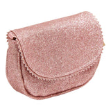Urfa schoudertas in Dawn Pink met roze glitters, afgeronde klep en gekartelde rand